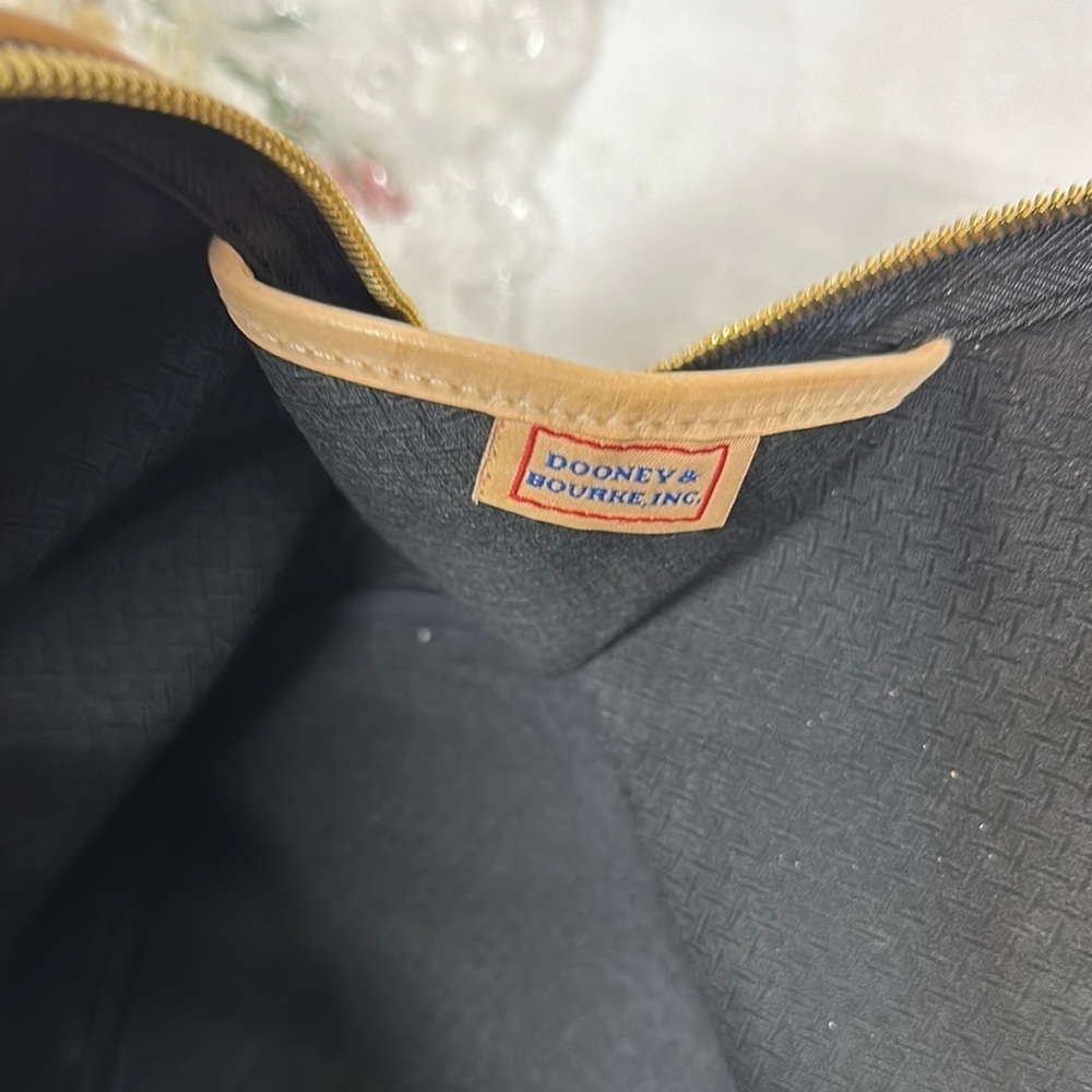 Vintage Dooney & Bourke Tan and Blue Satchel / Crossbody Dome bag - Picture 12 of 16